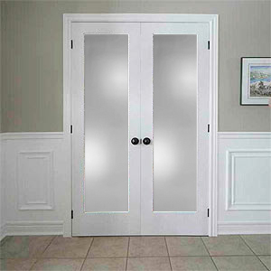 French double door diffused laminated glass